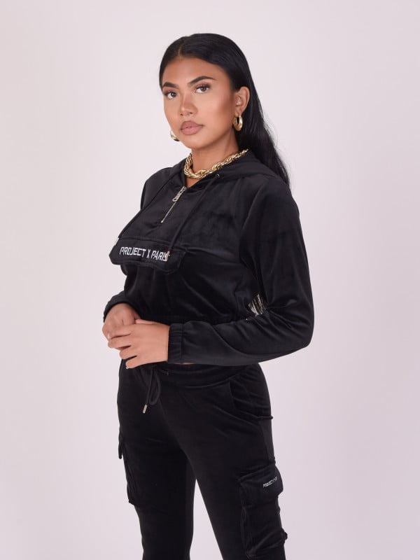 Project X Paris Sweat Velours Court à Capuche