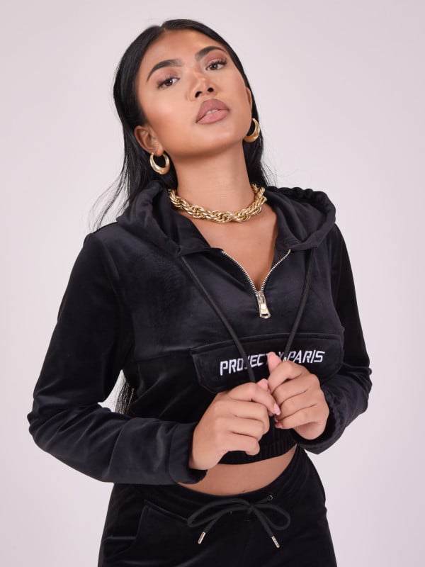 project x paris Sweat velours court à capuche