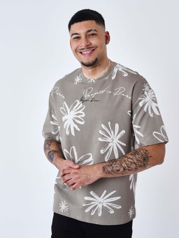 Project X Paris T-shirt All Over Esquisse Fleurie