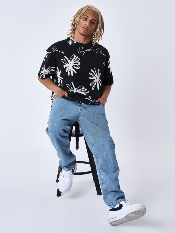 project x paris T-shirt all over esquisse fleurie