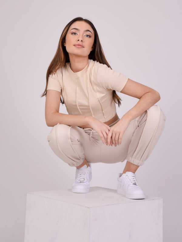 Project X Paris T-shirt Crop Avec Bords Surfilés