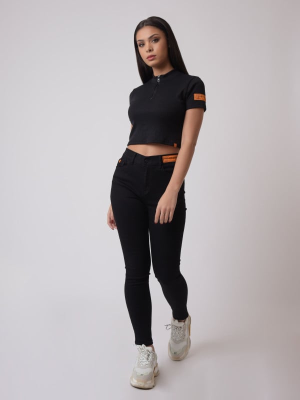 Project X Paris T-shirt Crop Col Montant