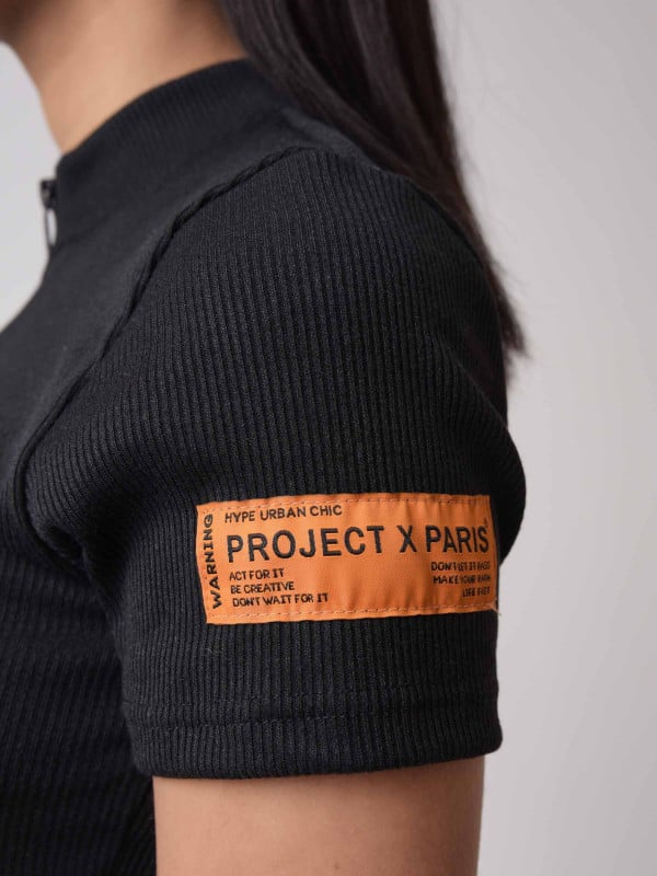 Project X Paris T-shirt Crop Col Montant