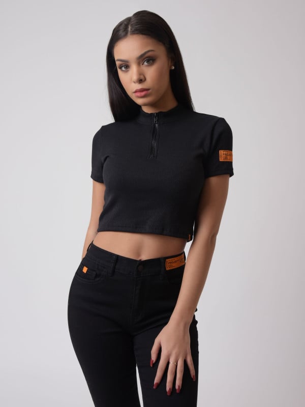 project x paris T-shirt crop col montant