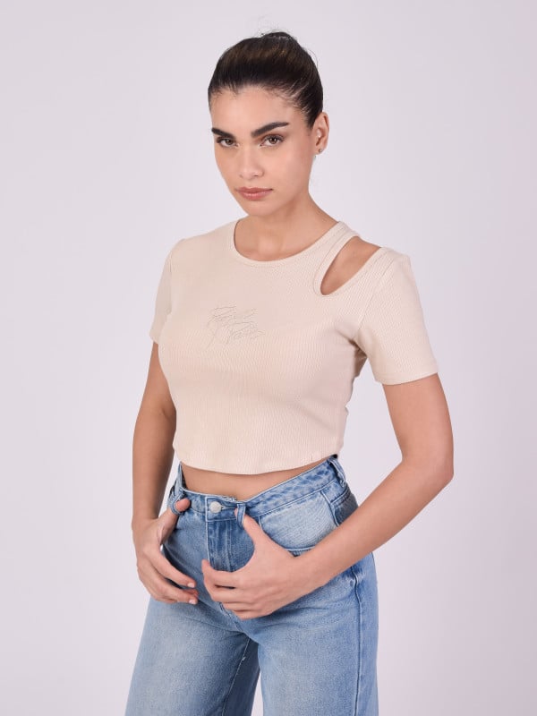 Project X Paris Top Asymétrique Manches Courtes