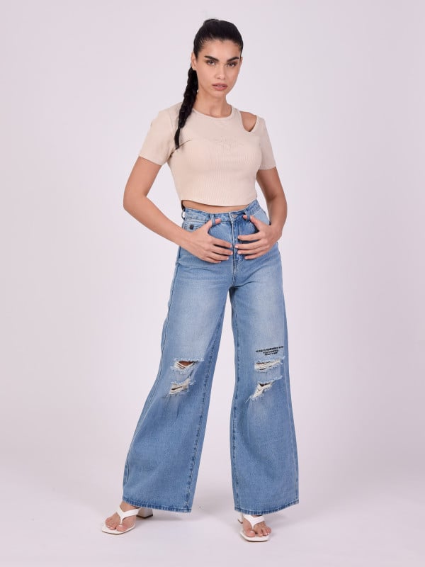 Project X Paris Top Asymétrique Manches Courtes