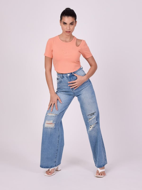 Project X Paris Top Asymétrique Manches Courtes