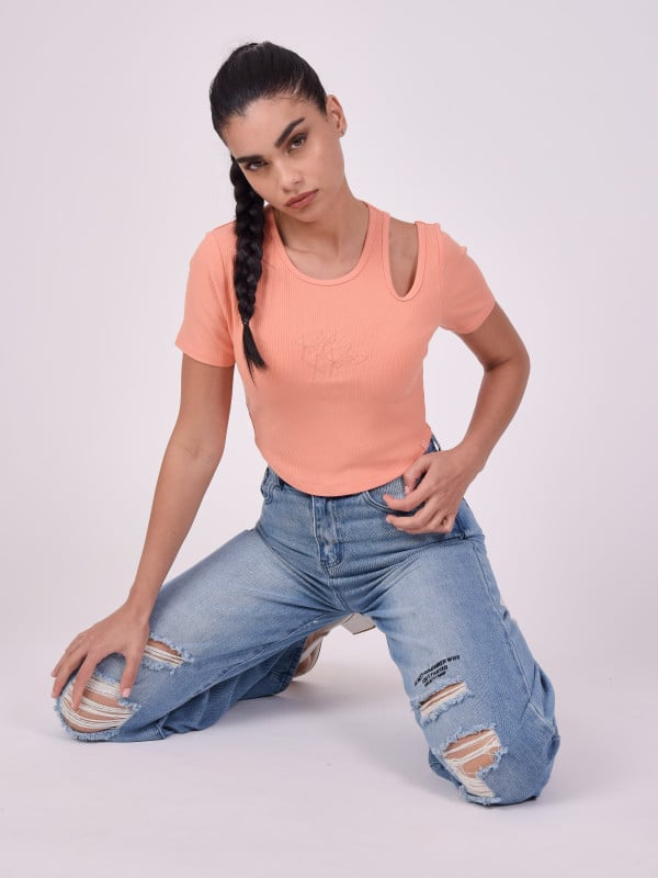 project x paris Top asymétrique manches courtes