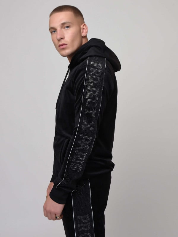 Project X Paris Veste à Capuche Bande Logo Strass