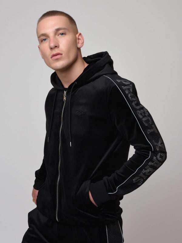 project x paris Veste à capuche bande logo strass