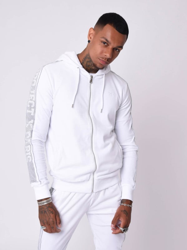 project x paris Veste à capuche bande logo strass