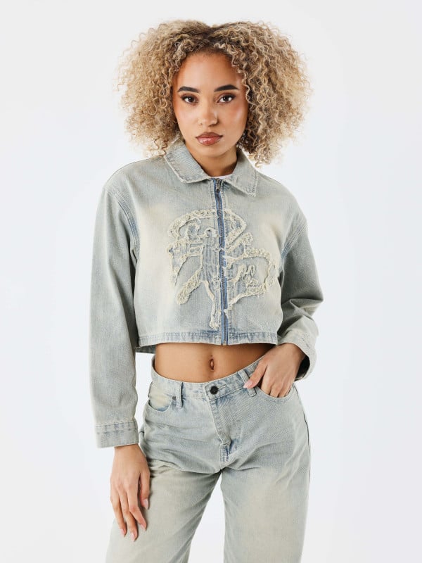 Project X Paris Veste Crop En Denim Délavé