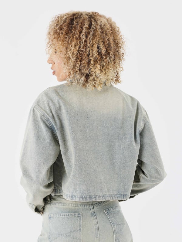 Project X Paris Veste Crop En Denim Délavé