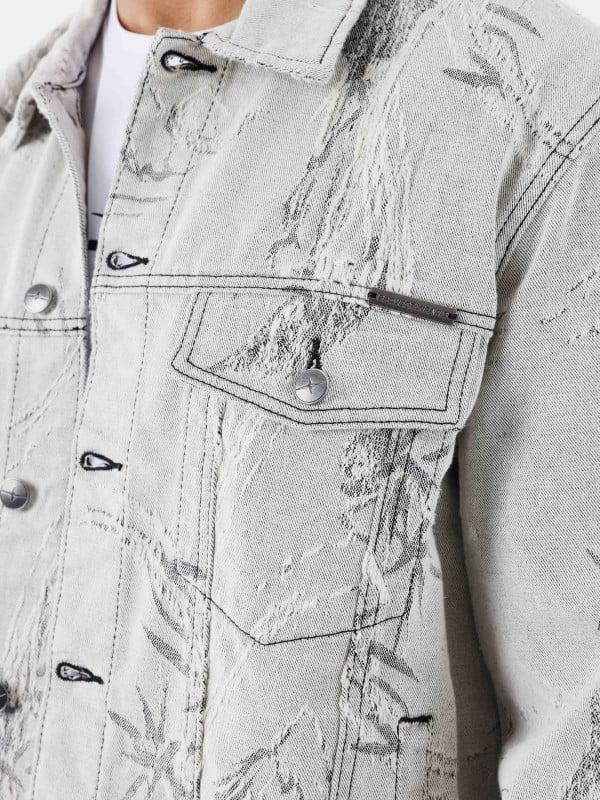 Project X Paris Veste Denim Motif Végétal