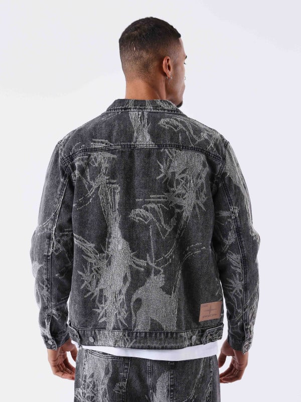 Project X Paris Veste Denim Motif Végétal