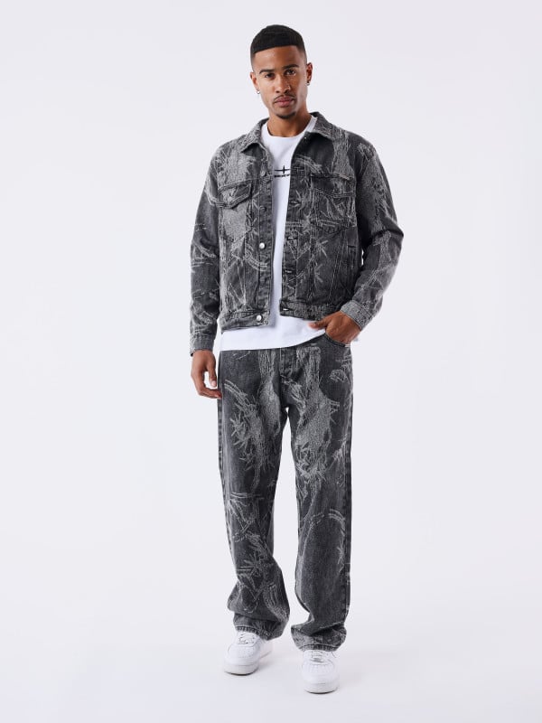 Project X Paris Veste Denim Motif Végétal