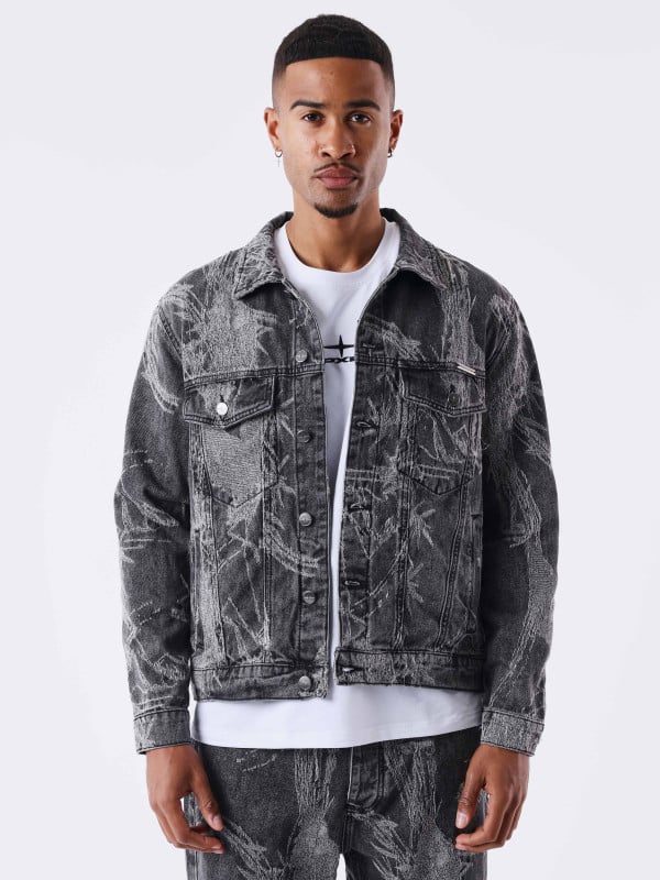 project x paris Veste denim motif végétal