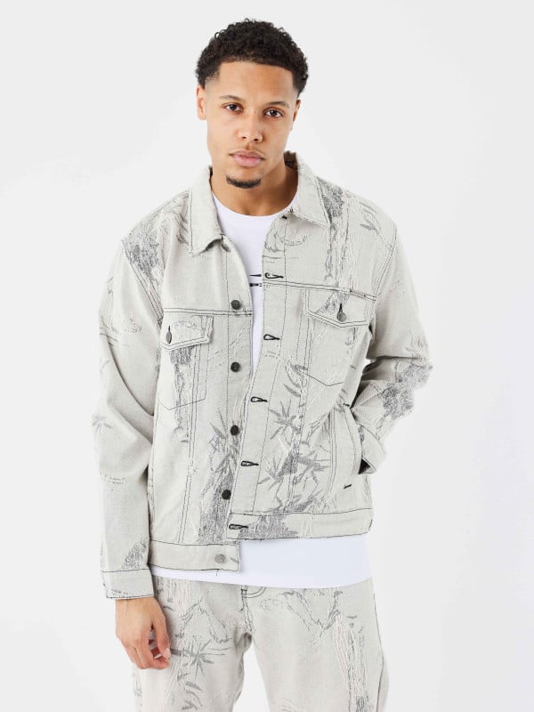 project x paris Veste denim motif végétal