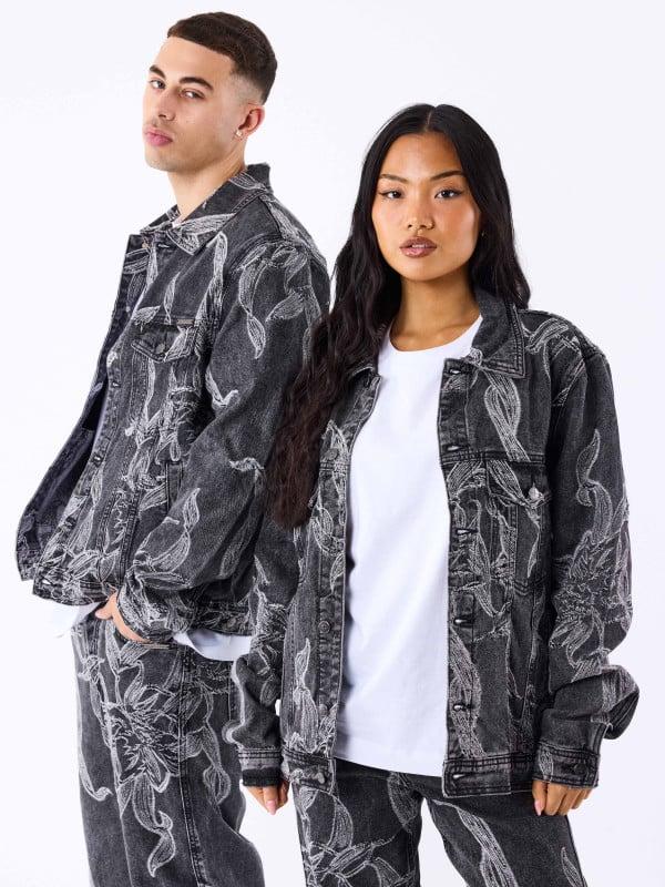 project x paris Veste en denim à motif floral