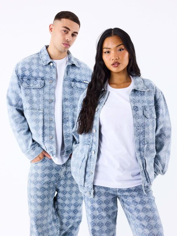 project x paris Veste en denim à motif géometrique