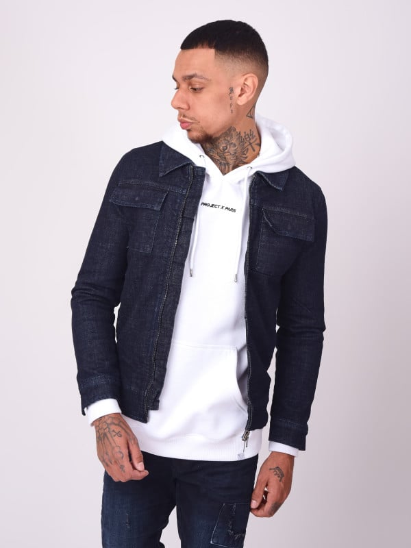 Project X Paris Veste En Denim Brut à Zip