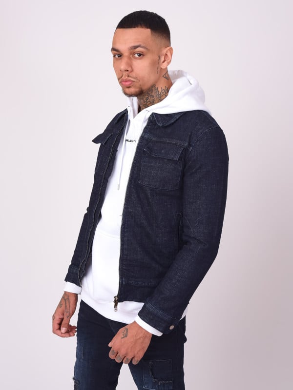 Project X Paris Veste En Denim Brut à Zip