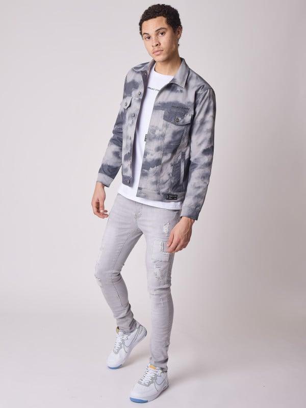 Project X Paris Veste En Denim Motif Tie & Dye
