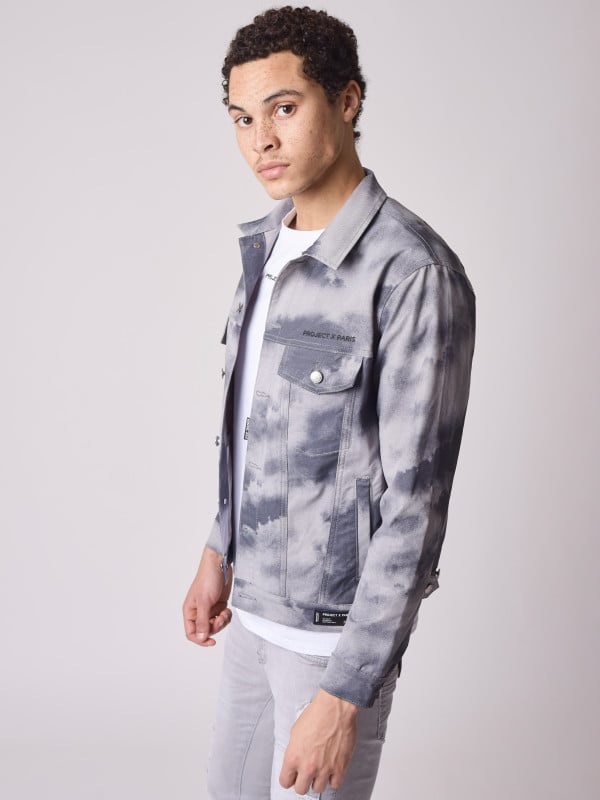 project x paris Veste en denim motif tie & dye