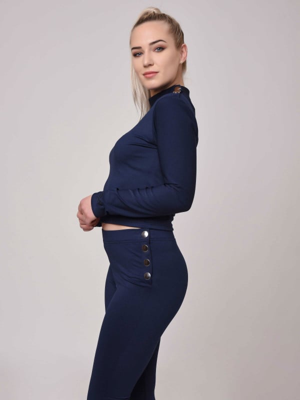 Project X Paris Pull Col Montant Boutons Argentés Style Officier