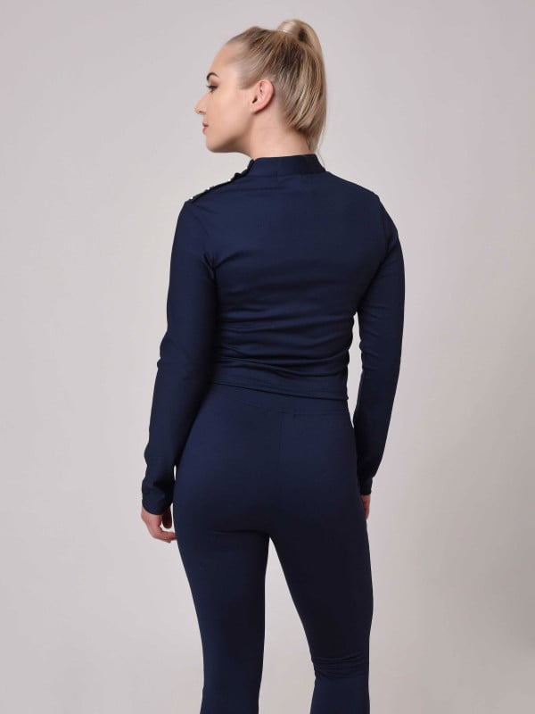 Project X Paris Pull Col Montant Boutons Argentés Style Officier