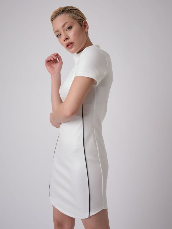 Project X Paris Robe Simili Cuir Et Broderie Contrastés