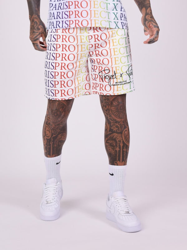 Project X Paris Short Motif Logo Dégradé Arc-en-ciel
