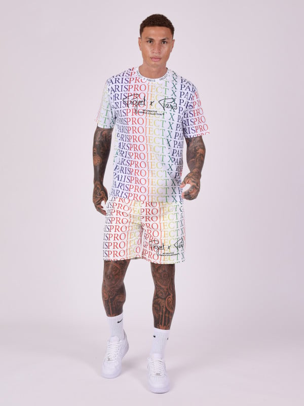 Project X Paris Short Motif Logo Dégradé Arc-en-ciel