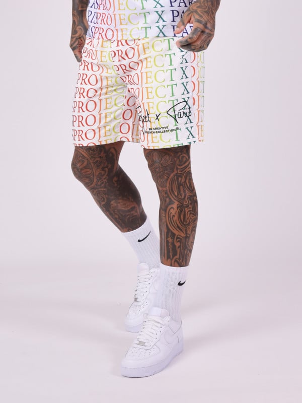 Project X Paris Short Motif Logo Dégradé Arc-en-ciel