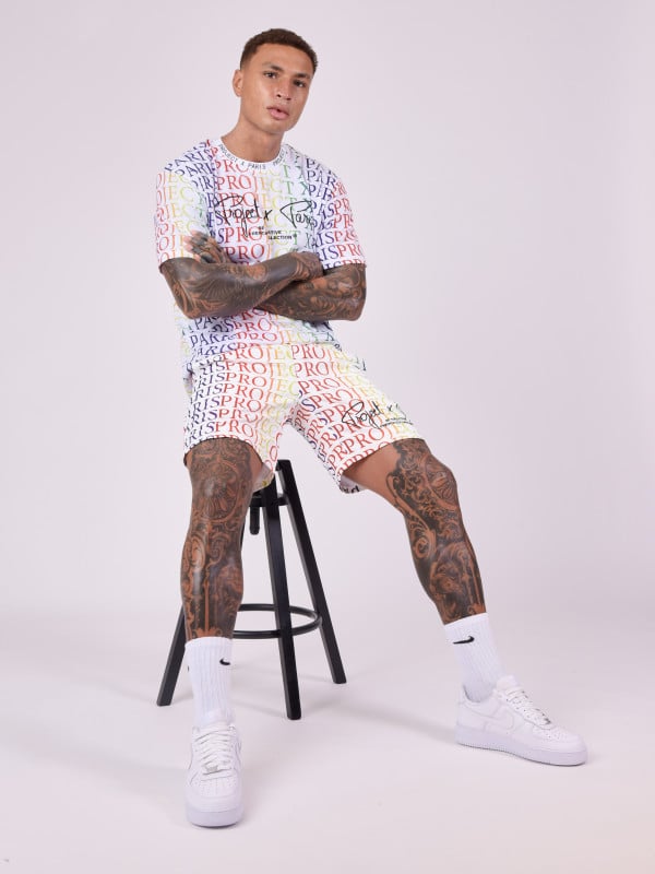 project x paris Short motif logo dégradé arc-en-ciel