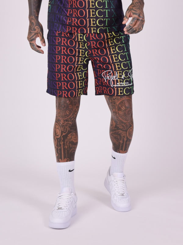 project x paris Short motif logo dégradé arc-en-ciel