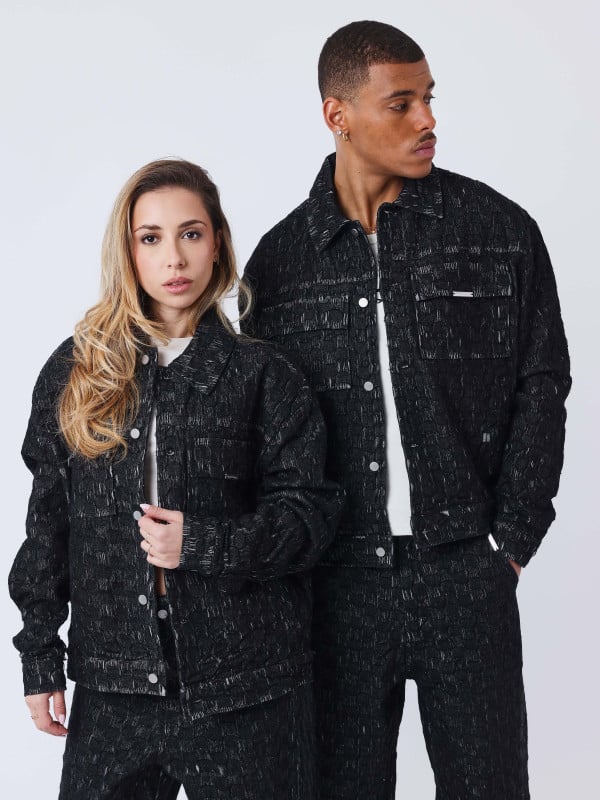 project x paris Surchemise Kalash x PXP en denim a motif damier