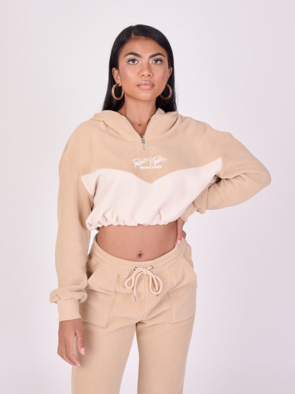 Project X Paris Sweat à Capuche Crop Polaire Bicolore