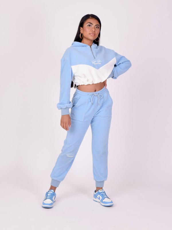 Project X Paris Sweat à Capuche Crop Polaire Bicolore