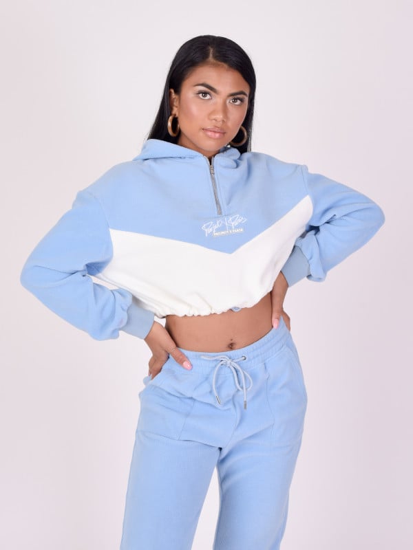 Project X Paris Sweat à Capuche Crop Polaire Bicolore