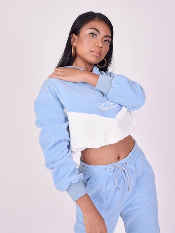 project x paris Sweat à Capuche crop polaire bicolore