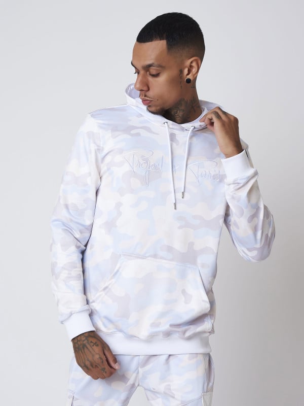 project x paris Sweat à Capuche motif camouflage avec broderie logo sur la poitrine et poche kangourou