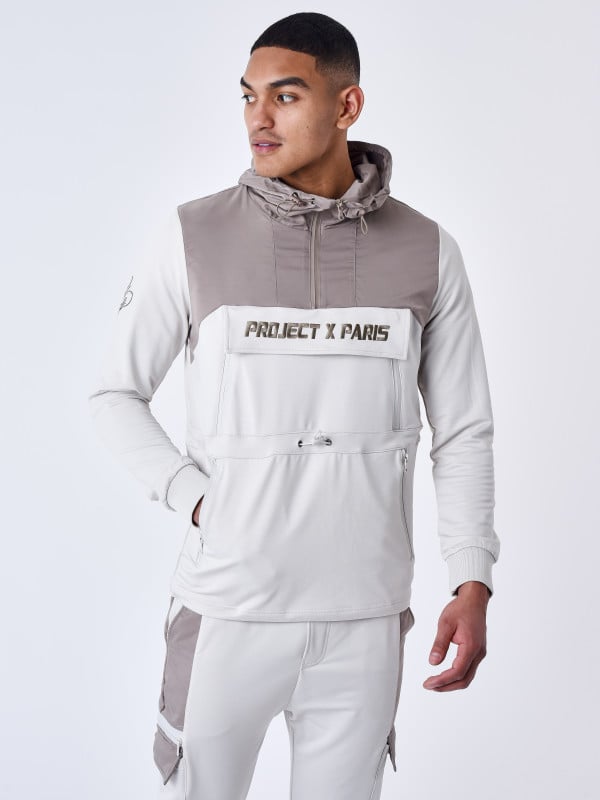project x paris Sweat à Capuche style coupe vent bicolore