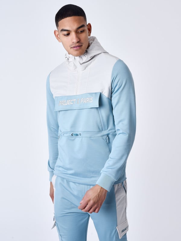 project x paris Sweat à Capuche style coupe vent bicolore