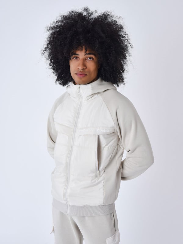 project x paris Sweat à Capuche zippé avec empiècement bimatière