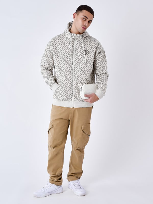 Project X Paris Sweat à Capuche Zippé Imprimé Monogramme