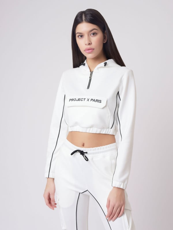Project X Paris Sweat Capuche Enfilable à Piping Simili Cuir