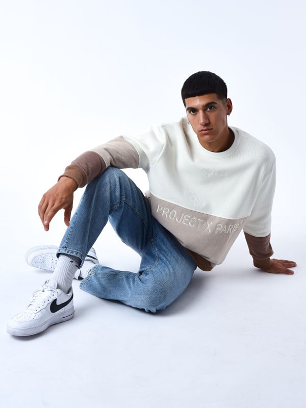 Project X Paris Sweat Col Rond Color Block En Maille
