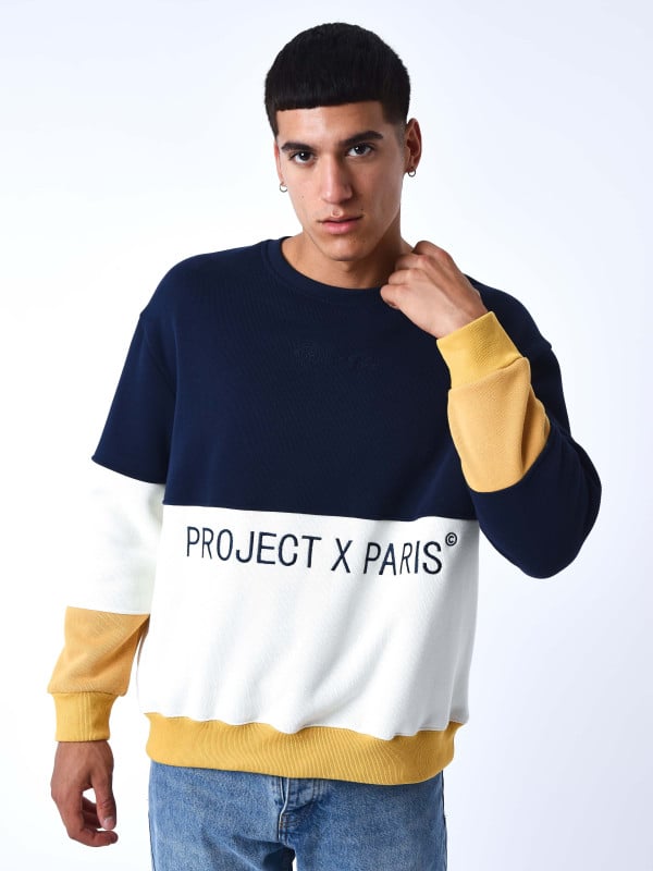 Project X Paris Sweat Col Rond Color Block En Maille