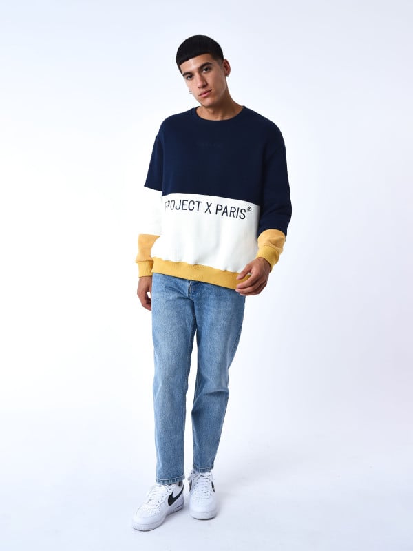 Project X Paris Sweat Col Rond Color Block En Maille